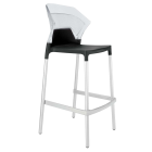 Барный стул Papatya Ego-S черное сиденье, верх прозрачно-чистый