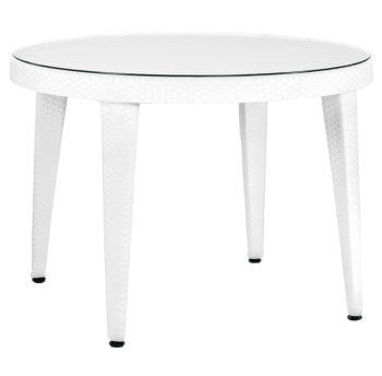 Стол Tilia Osaka d110 см столешница из стекла, ножки пластиковые белая слоновая кость