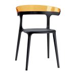 Кресло Papatya Luna черное сиденье, верх прозрачно-оранжевый