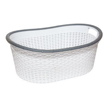 Кошик для білизни овальний під ротанг 25 л білий
