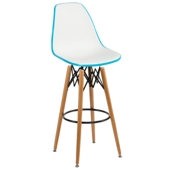 Стілець барний Tilia Eos-V ніжки букові бірюзовий - біла слонова кістка