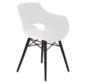 Крісло Papatya Opal-Wox білий, рама лакований бук венге