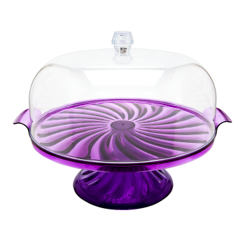 Тортовниця Кристал з підставкою фіолетова
