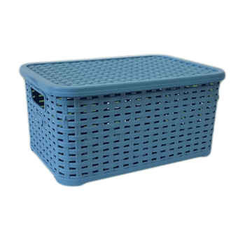 Кошик під ротанг з кришкою 10 л синій