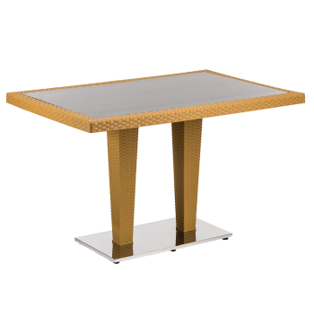 Стіл Tilia Antares 80x120 см стільниця зі скла, база нержавіюча сталь колір дерево