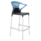 Барное кресло Papatya Ego-K черное сиденье, верх прозрачно-синий