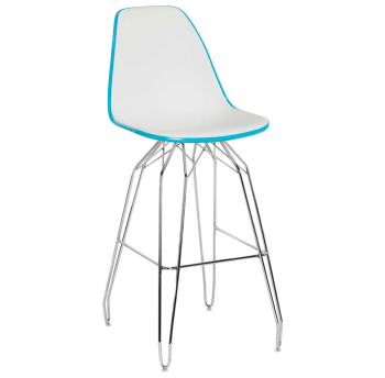 Стілець барний Tilia Eos-M ніжки металеві хромовані бірюзовий - біла слонова кістка