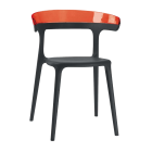 Кресло Papatya Luna черное сиденье, верх прозрачно-красный