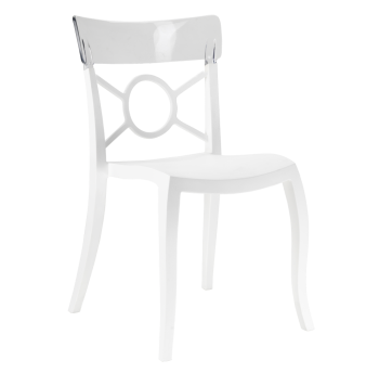Стілець Papatya Opera-S сидіння біле, верх прозоро-чистий