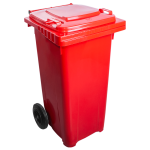 Бак для мусора на колесах с ручкой 120 л красный