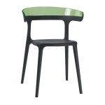 Кресло Papatya Luna черное сиденье, верх прозрачно-зеленый