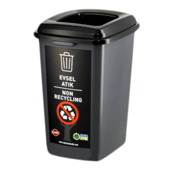 Бак для сортировки мусора 50 л Planet "Не подлежит переработке" антрацитовый-черный