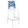 Барний стілець Papatya Ego-Rock біле сидіння, верх прозоро-синій