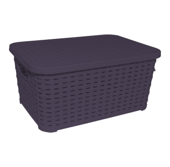 Кошик під ротанг з кришкою 18 л фіолетовий