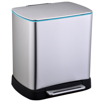 Ведро для сортировки мусора JAH 20 л прямоугольное с педалью и внутренним ведром серебряный металлик