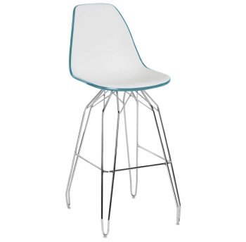 Стілець барний Tilia Eos-M ніжки металеві хромовані зелена нафта - біла слонова кістка