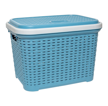 Корзина для белья под ротанг 20 л синяя