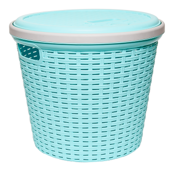 Корзина для белья под ротанг 13 л бирюзовая