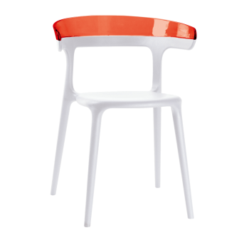 Крісло Papatya Luna біле сидіння, верх прозоро-червоний