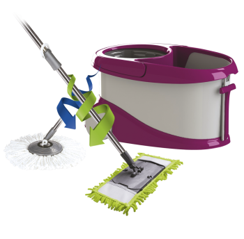 Набір для прибирання Planet Spin Mop Gold 20 л + плоска швабра пурпурний