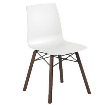 Стул Papatya X-Treme S Wox Iroko матовый белый, ножки дерево iroko