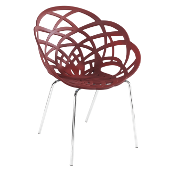 Крісло Papatya Flora-ML матовий червона цегла сидіння, ніжки хром
