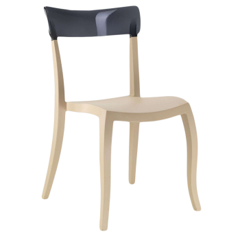 Стул Papatya Hera-S песочно-бежевое сиденье, верх прозрачно-дымчатый