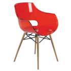 Крісло Papatya Opal-Wox прозоро-червоне, рама натуральний бук