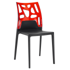 Стілець Papatya Ego-Rock чорне сидіння, верх прозоро-червоний