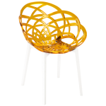 Крісло Papatya Flora прозоро-жовте сидіння, низ білий