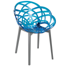 Кресло Papatya Flora прозрачно-синее сиденье, низ антрацит