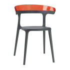 Крісло Papatya Luna антрацит сидіння, верх прозоро-червоний