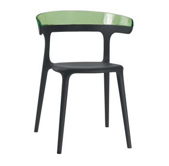 Крісло Papatya Luna чорне сидіння, верх прозоро-зелений
