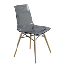 Стілець Papatya X-Treme S Wox прозоро-димчастий, ніжки бук натуральний лак