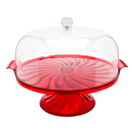 Тортовниця Кристал з підставкою червона Тортовниця Кристал з підставкою червона