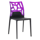 Стілець Papatya Ego-Rock чорне сидіння, верх прозоро-пурпурний