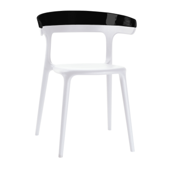 Крісло Papatya Luna біле сидіння, верх чорний