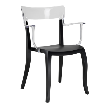 Крісло Papatya Hera-K чорне сидіння, верх прозоро-чистий