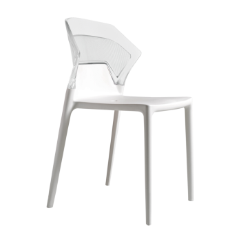 Стілець Papatya Ego-S біле сидіння, верх прозоро-чистий