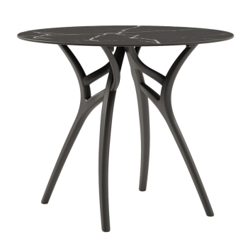 Стіл Tilia Ivy-L d77 см стільниця чорний мармур ніжки чорні