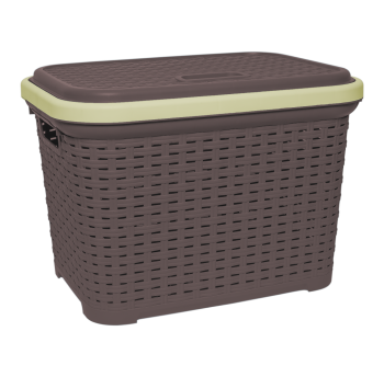 Корзина для белья под ротанг с крышкой 35 л темно-коричневая