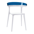 Крісло Papatya Luna біле сидіння, верх прозоро-синій