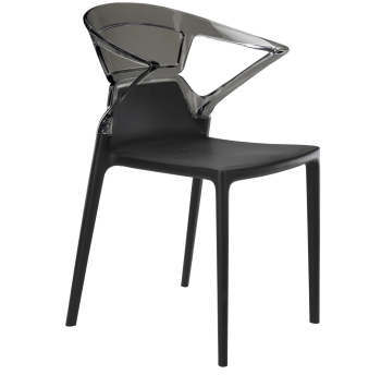 Кресло Papatya Ego-K черное сиденье, верх прозрачно-дымчатый