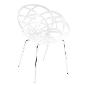 Крісло Papatya Flora-ML біле сидіння, ніжки хром