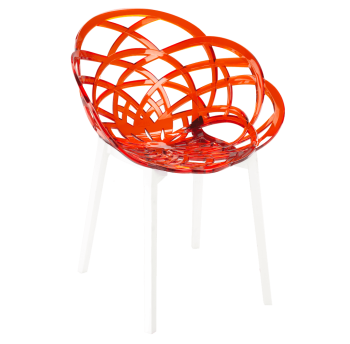 Крісло Papatya Flora прозоро-червоне сидіння, низ білий