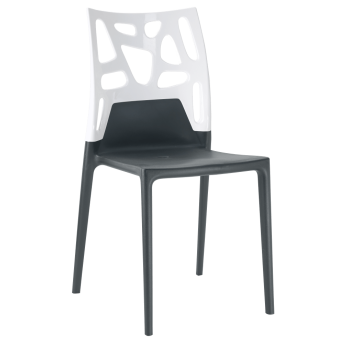 Стул Papatya Ego-Rock антрацит сиденье, верх белый