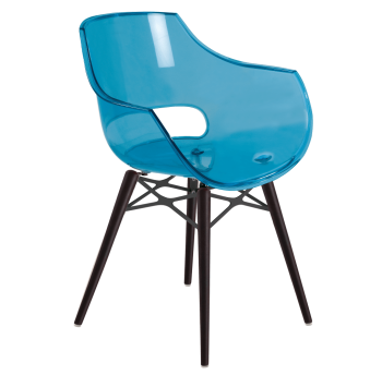 Крісло Papatya Opal-Wox прозоро-синій, рама лакований бук венге