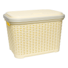 Корзина для белья под ротанг с крышкой 35 л желтая