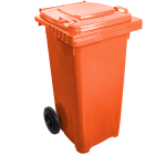 Бак для мусора на колесах с ручкой 120 л оранжевый