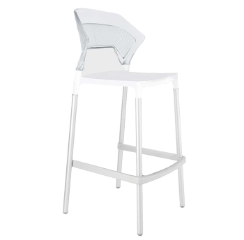 Барний стілець Papatya Ego-S біле сидіння, верх прозоро-чистий
